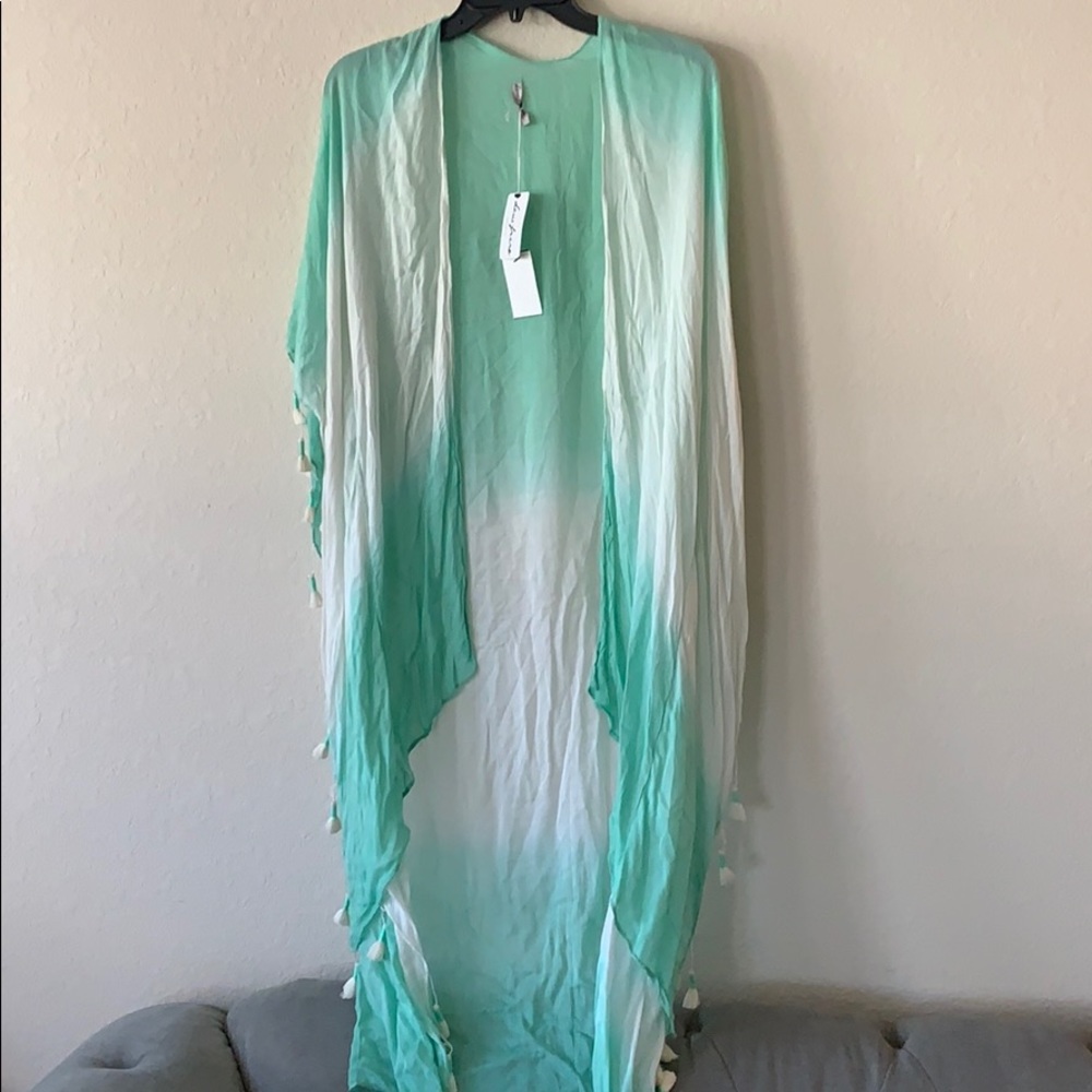 Sea foam and white tye-dye swim suit coverup O/S